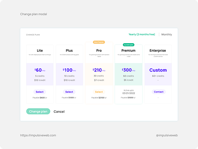 Change Plan Modal UI/UX dashboard desktop modal pricing modal pricing page ui ux