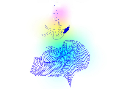 Leap, and the net will appear colorful design flat illustration lineart linework mesh minimal illustration rainbow vector