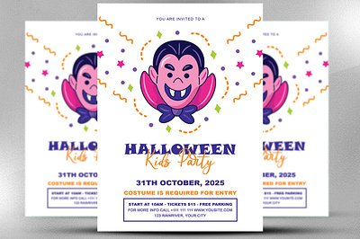 Halloween kids party flyer templates scary halloween