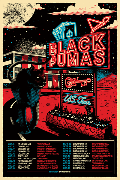 Black Pumas US Tour Poster black pumas gig poster graphic design illustration music rock music