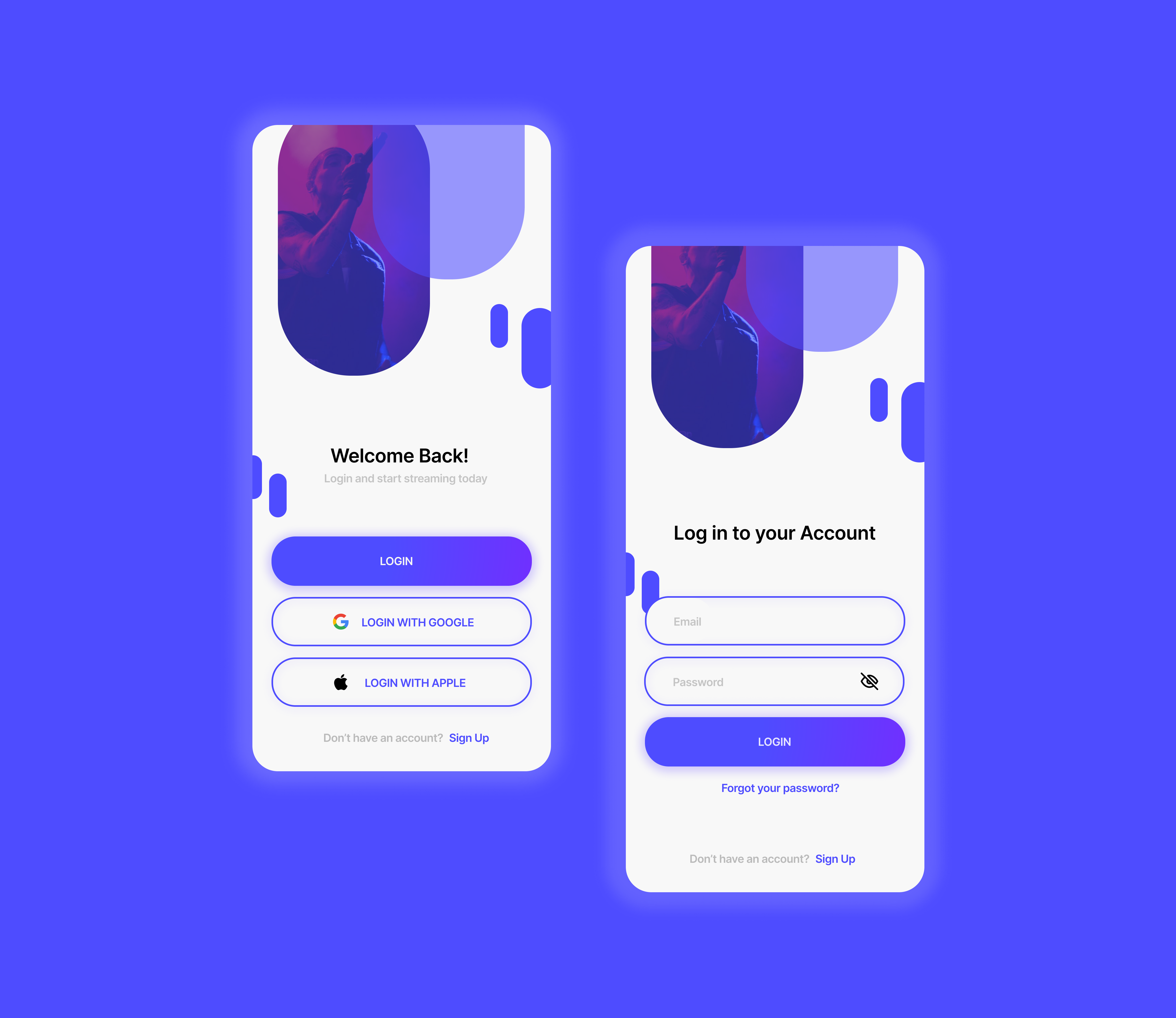 Example of Livestream karaoke login screen