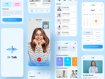 Dr. Talk - Medical App branding clean design dailyuichallenge digital health digital hospital doctor app doctor consultation health care hospital logo medical medical app mobile interface online doctor popular shot sumiya ui ux