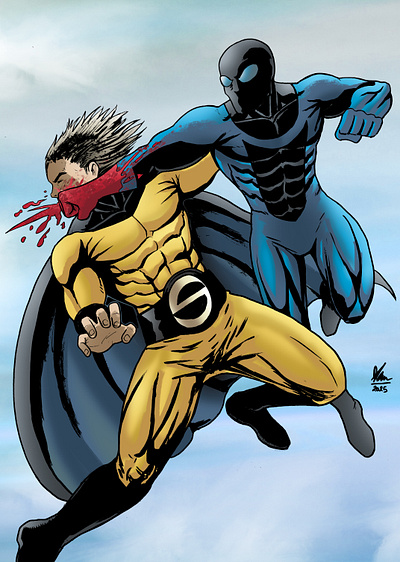 Invincible vs Sentry artcommission artist artwork character illustration comic comic artist comic style comicart comiccover commission conceptart drawing editorial fight hero ideas illustration posterideas scene superhero