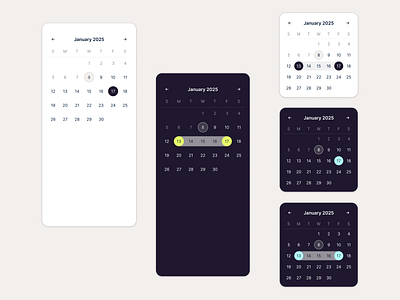 Date Picker UI for ůnica Design System calendar dark date picker date range light ui ůnica