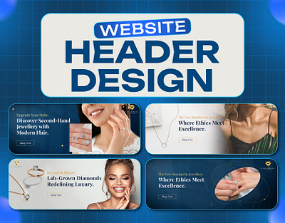 Jewelry Website Header Design banner design branding design facebook ad design fiverr graphic design illustration instagram design logo photoshop social media banner social media coover ui ui design uiux upwork vector web banner web header