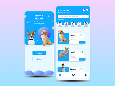 Adoption Or Buying Pets App appdesigner appdev appsdesign devapp indonesia mobileapps pets ui uimobile uiux uxmobile webdesain