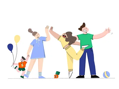 Hey 👋 character characterdesign clean digital2d family flat illustration flatdesign friends graphic art graphic style happiness hero illustration illustration inspiration kid landing page love minimal art toys web illustration