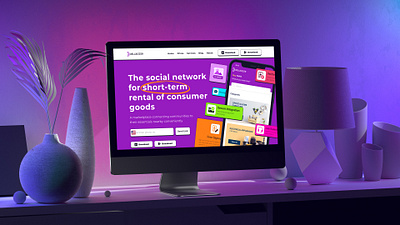 BELLBIZZER app branding colorful concept landing mac page playful rent site ui ux web