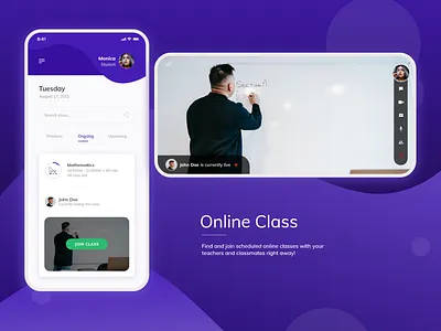 Online class UI concept app design minimal mobile typography ui ux