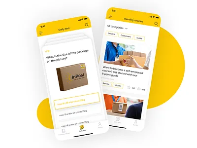 InPost – Courier training mobile app app inpost interface mobile shipping ui design ux design