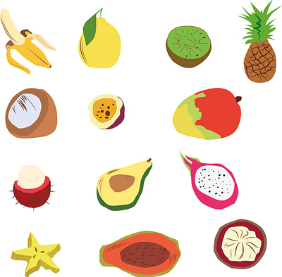 Fruit fruit and fruit Exotico miam miam 2021 alphabet color exotic fruit funny illustration lettering love miam nice