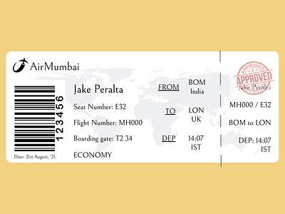 Boarding pass (Daily UI #025) 024 dailyui dailyui024 design flight framer illustration ui