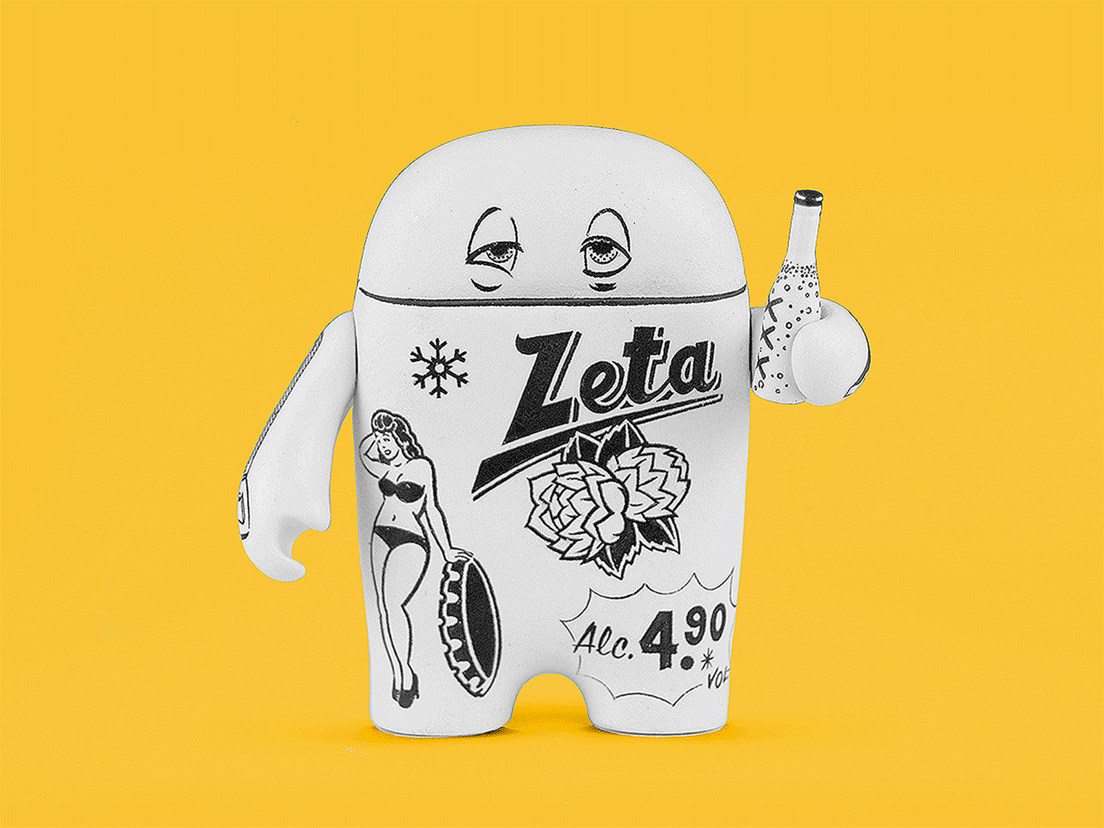 Brew Toy art toy beer cartoon character design custom design drawing graphic design halftones illustration ink ink bad company lettering product design slurp tattoo toy typography vinyl