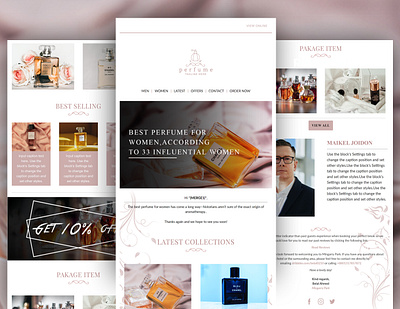 Perfume MailChimp Email Template Design. branding clean colorful design email email newsletter email template fresh mailchimp mailchimp template newsletter perfume perfume logo perfume templte socail media template ui ux web design web development