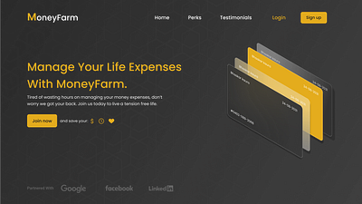 MoneyFarm Black And Orange UI UX Landing Page black credit design figma ui ux