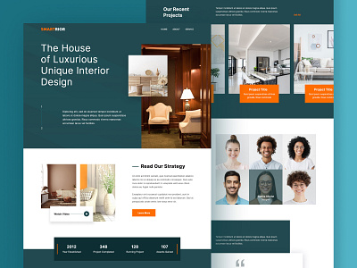Interior Design Landing Page design illustration interior interior design landing page design logo typography ui ui design ux uxdesign vector website design