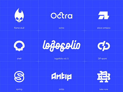 logofolio vol. 5 antipslava behance project branding creative logo flame graphic design icon identity lettering logo logo collection logofolio logomark logotype modern logo monogram portfolio skull typographic logo typography