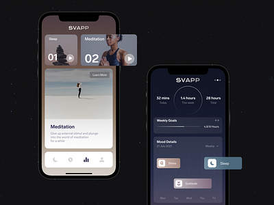 The Holistic Sleep Application airnauts airnauts studio app graphic design health interface meditate meditation relax sleep sleep application sleep diary sleep schedule svapp ui ux uxui design weekly goals