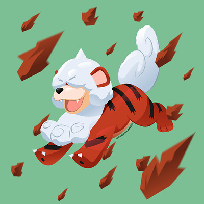 Hisuian Growlithe adobe illustrator character design creature design drawing fan art illustration pokemon pokemon art sinnoh remakes vector