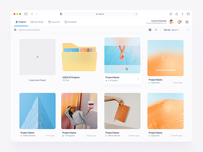 VEED.IO | Dashboard account admin admin panel admin ui clean dashboard desktop folder management minimal modern navigation product design project project management ui ux video video editing website