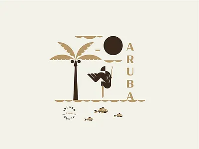 Aruba aruba beach bird design fish illustration palm tree pelican water