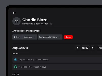 Annual leave application system - 2 app design layout ui ux