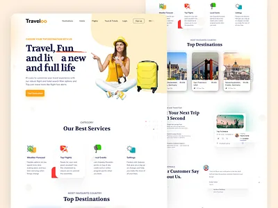 Traveloo - Landing Page clean clean ui design landing page travel travel landing page travel website ui ui design uidesign ux ux design web design website