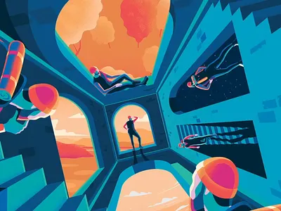 Trossachs Traveller adventure animation art blue design escher explore landscape parallax surrealist vector
