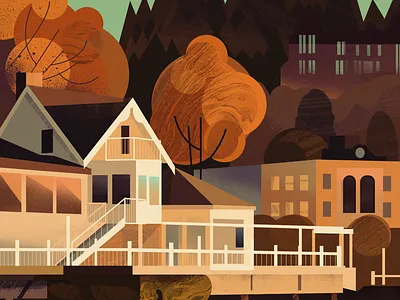 Autumn harbor autumn harbor illustration texture