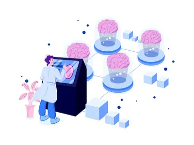 Neural Network Illustration Concept 3d background banner banners concept design development illustration landing landing page landing pages logo page pages technology ui ux web design web development website