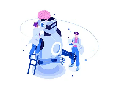 AI Technology Development Illustration Concept 3d 3d banner 3d illustration abstract background banner concept design gradient illustration isometric landing landing page landing pages logo page pages texture ui website