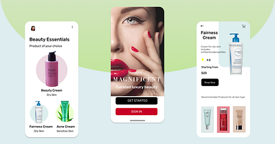 MAGNIFICENT-BEAUTY PRODUCT SHOPPING APP beauty beauty app beautyproducts branding design logo mobileapp new ui ux uxdesign vector