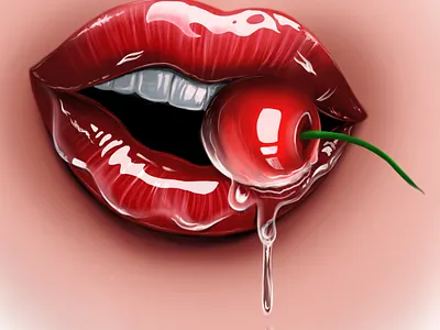 Red lips digital painting chandrani das digitalart digitalpainting drawing graphic design lips portait