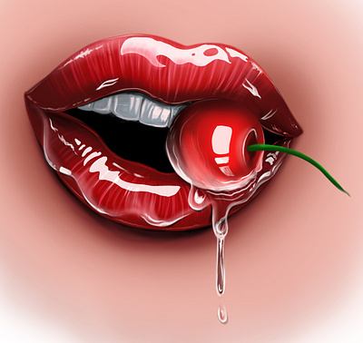 Red lips digital painting chandrani das digitalart digitalpainting drawing graphic design lips portait