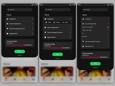 Barra de pesquisa - Search - Dark Mode app delivery app mobile ui ux