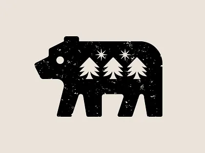 Grizzly bear grizzly grizzly bear icon illustration logo nature north star pine tree star symbol trees
