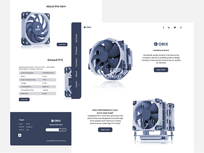 ORIX - PC Cooling Fan UI by Hex blog branding landingpage portfolio redesign template trendy ui uiux unique ux web webapp webdesign webpage website