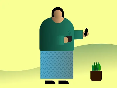 Woman in garden graphic design illustration logo poster vector