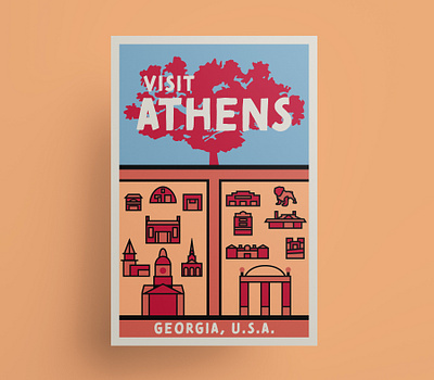 Athens vintage inspired travel poster athens athens georgia georgia hipster hipster style illustration poster poster art poster design travel poster uga university of georgia vector vector art vintage travel poster