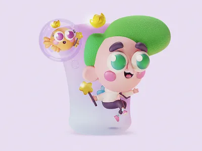 The Fairly OddParents Fanart 3d art blender character design cosmo design digital illustration fanart graphic design illustration the fairly oddparents fanart! wanda