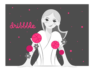 I'm on a dribble art branding cartoon character cute design flat flat design flower flowers girl graphic design illustration lineart me ui vector woman woman illustration