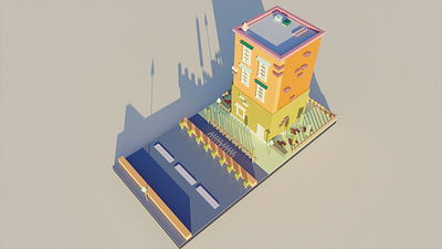 Absolute Basic Low Poly Model 3d blender building lowpoly model render