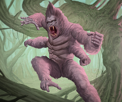 Pinkish Gorilla characterdesign digital painting digitalart fantasy gorilla illustration