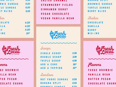 Menu for Rebrand – Fresh Local Ice Cream brand design brand identity branding branding and identity design identity design layout logo logo design menu typography visual identity