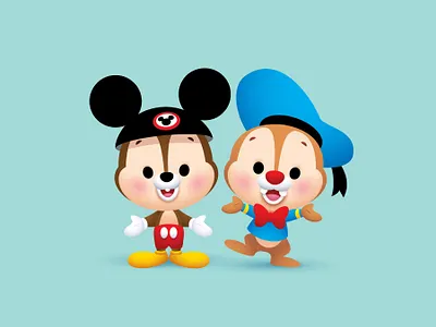 Chip and Dale adobe illustrator character design cute disney illustration jerrod maruyama kawaii vector