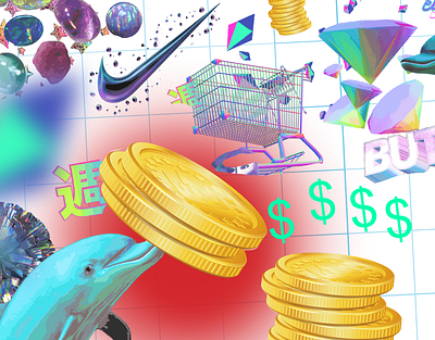 Game time) bank branding collage game graphic design holography neo promo retrowave ui