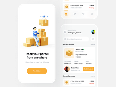 Parcel Tracking courier app delivery interface logistics minimal design mobile mobile app mobile uidesign packge parcel parcel app parcel delivery parcel tracking piqo design product shipping track tracking tracking parcel transport