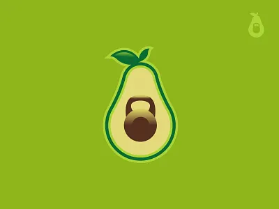 Healthy Food and Workout avocado diet fitness food gym healthy food kettle bell logo vegan work out