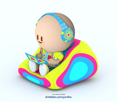 3D Character Work From Home 3d 3dart bean bag character design characterdesign funart headphone illustration meeting work work from home