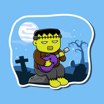 Frankenstein Playing Guitar 3d animation app branding design graphic design illustration logo vector